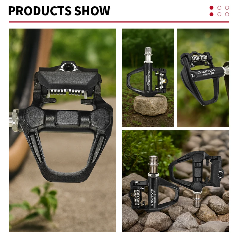 BUCKLOS Pedal de PD-R8000 de husillo de titanio para bicicleta de aluminio SPD-SL Pedal sin clip Pedal de bicicleta de carretera ultraligero con tacos