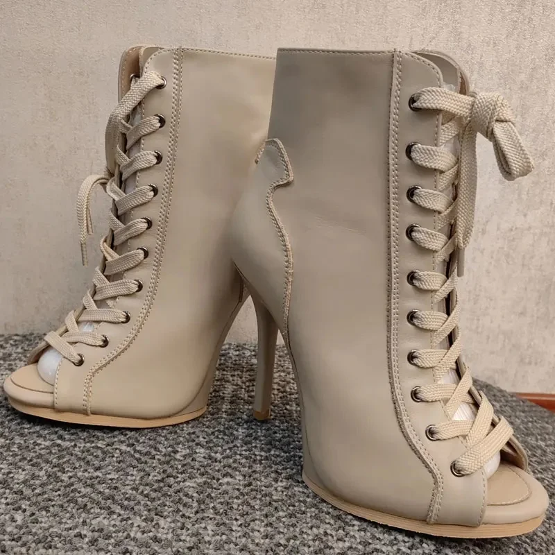 Bottes personnalisables en cuir véritable Style européen Sexy mince talon haut sandale de danse Jazz pour les femmes bout ouvert dames chaussures de danse