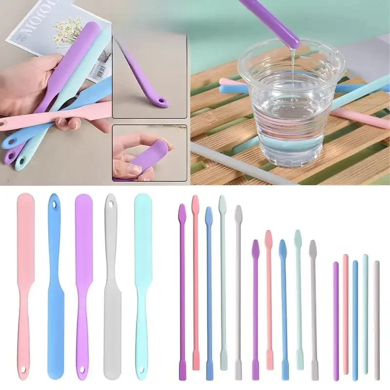 Brosse à remuer en Silicone, cuillère, outil en résine époxy, outils de fabrication de bijoux, crème, gâteau, lame d'agitation, colle facile à nettoyer