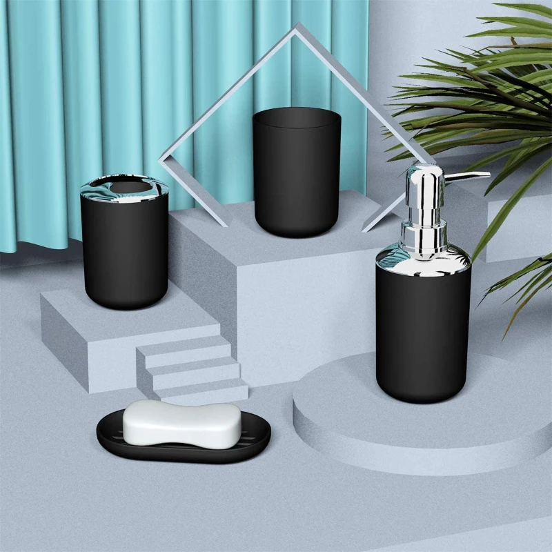 Fashion Bathroom Accessories Set Toothbrush Holder Toothbrush Cup Soap Dispenser Soap Dish Toilet Brush Trash can Gift Set