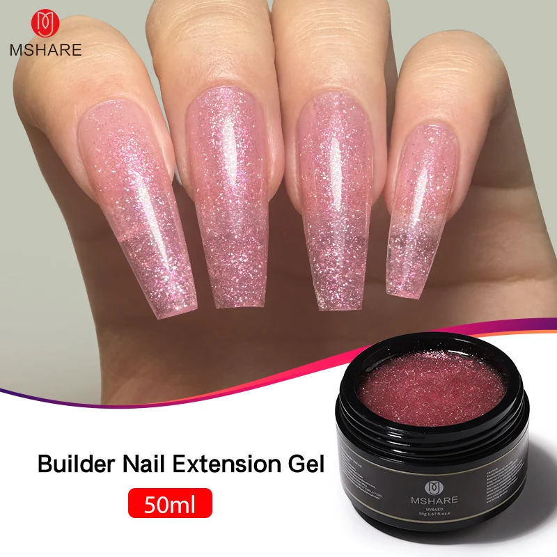 MSHARE UV Nail Extensão Gel, Construção Clara, Alinhamento de Construção, Dedo Manicure Macio, Formas Naturais, Construtor de Luar, 50g