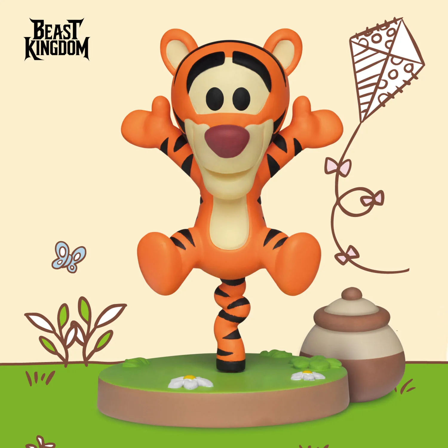 

[Beast Kingdom] Tigger Cheer Collectible Mini Figure, ideal as birthday gifts and holiday gifts for friends, 1Pc.