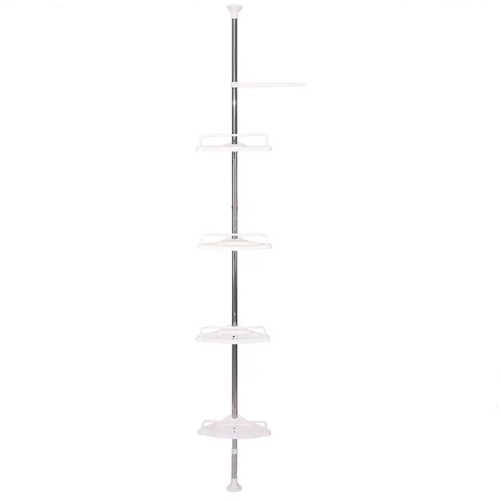 

Bathroom Shower Corner Caddy Tension Pole Storage Rack 4-Tier Bathtub Caddies Shelf Rod Organizer with Towel Bar Extra Large Tra