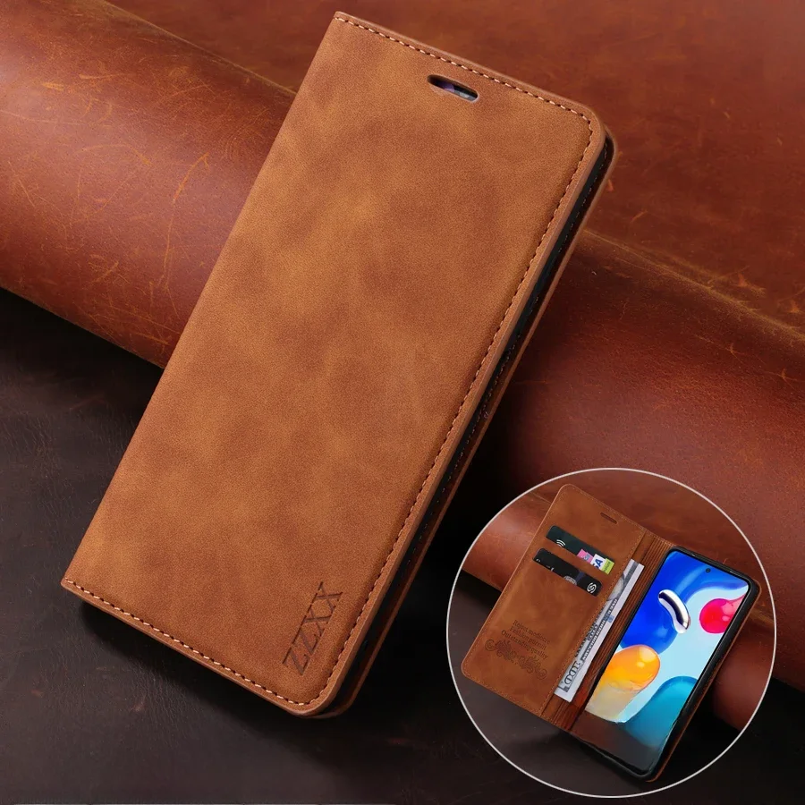 Skórzane etui z klapką dla Xiaomi Redmi 10, 10C, 9A, 9C, 9T, Note 11, 11S, 11 Pro, 10S, 9, 8 Pro, Mi Poco, F3, X3, X4, Pro, 11i, 11T — zdjęcie 2