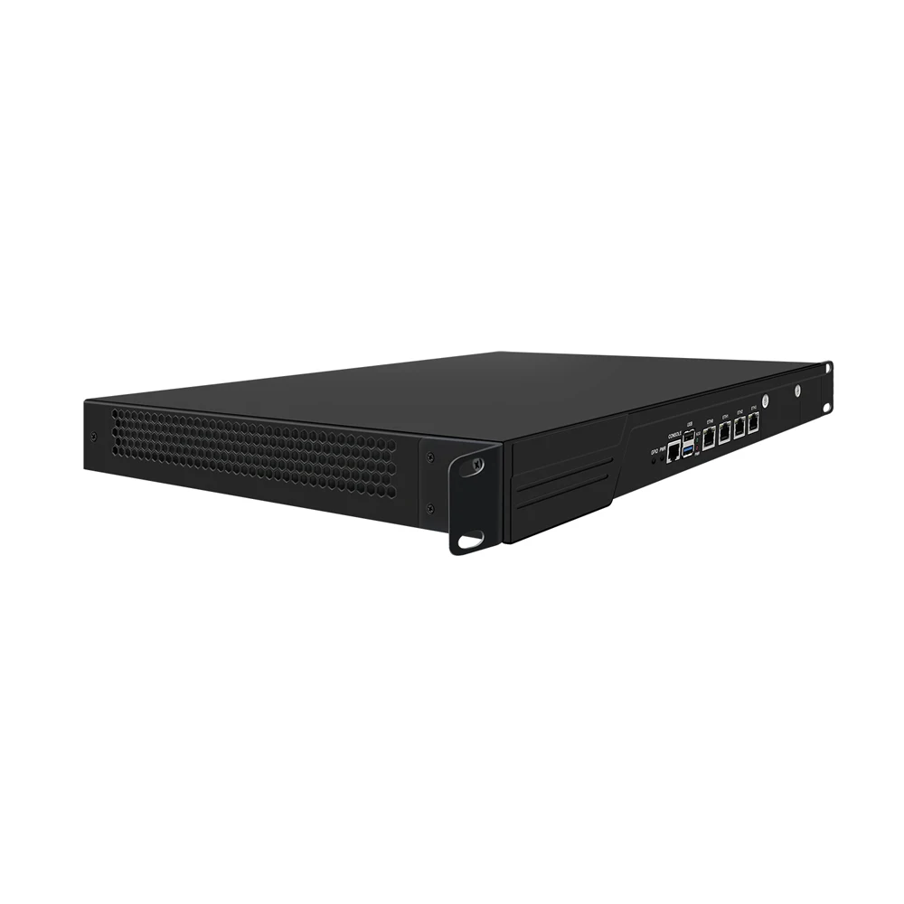 Alat Firewall dudukan rak 19 inci HUNSN 1U, N100,N200,I3 N305, Router jaringan, RJ53, 4 x 226-V 2.5GbE LAN, VGA, GPIO, Slot SIM