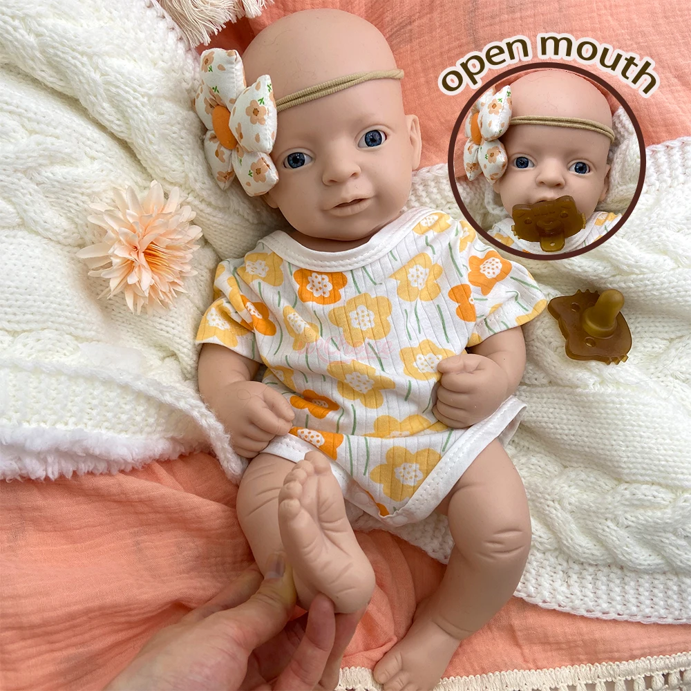 

Handcrafted Full Body Silicone Reborn Doll 17“ Cuddly Weighted Washable with Vivid Skin Texture Unpainted Ideal Companion Gift