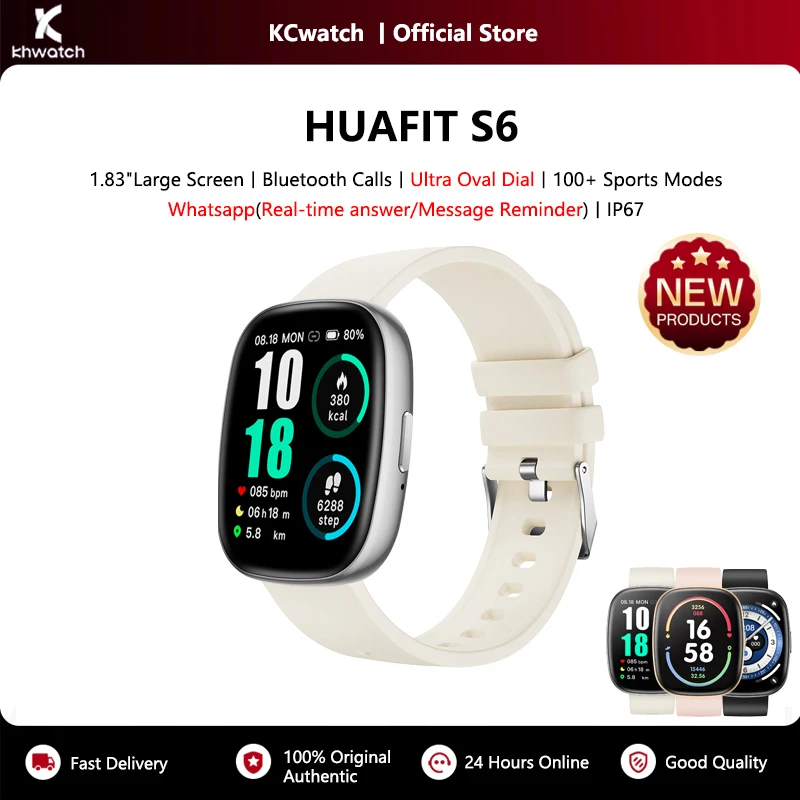 KHwatch S6 Orologi da uomo Schermo da 1,83 "IP67 Orologi sportivi impermeabili Chiamata Bluetooth Assistente vocale Orologio digitale per Ragazzo Adolescente