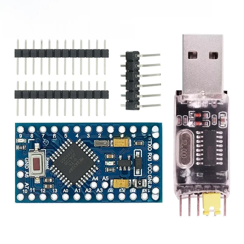 Pro Mini 328 Mini 3.3V/8M 5V/16M ATMEGA328 ATMEGA328P-AU 3.3V/8MHz 5V/16MHZ pour pilote Arduino CH340G PL2303 FT232RL CP2102
