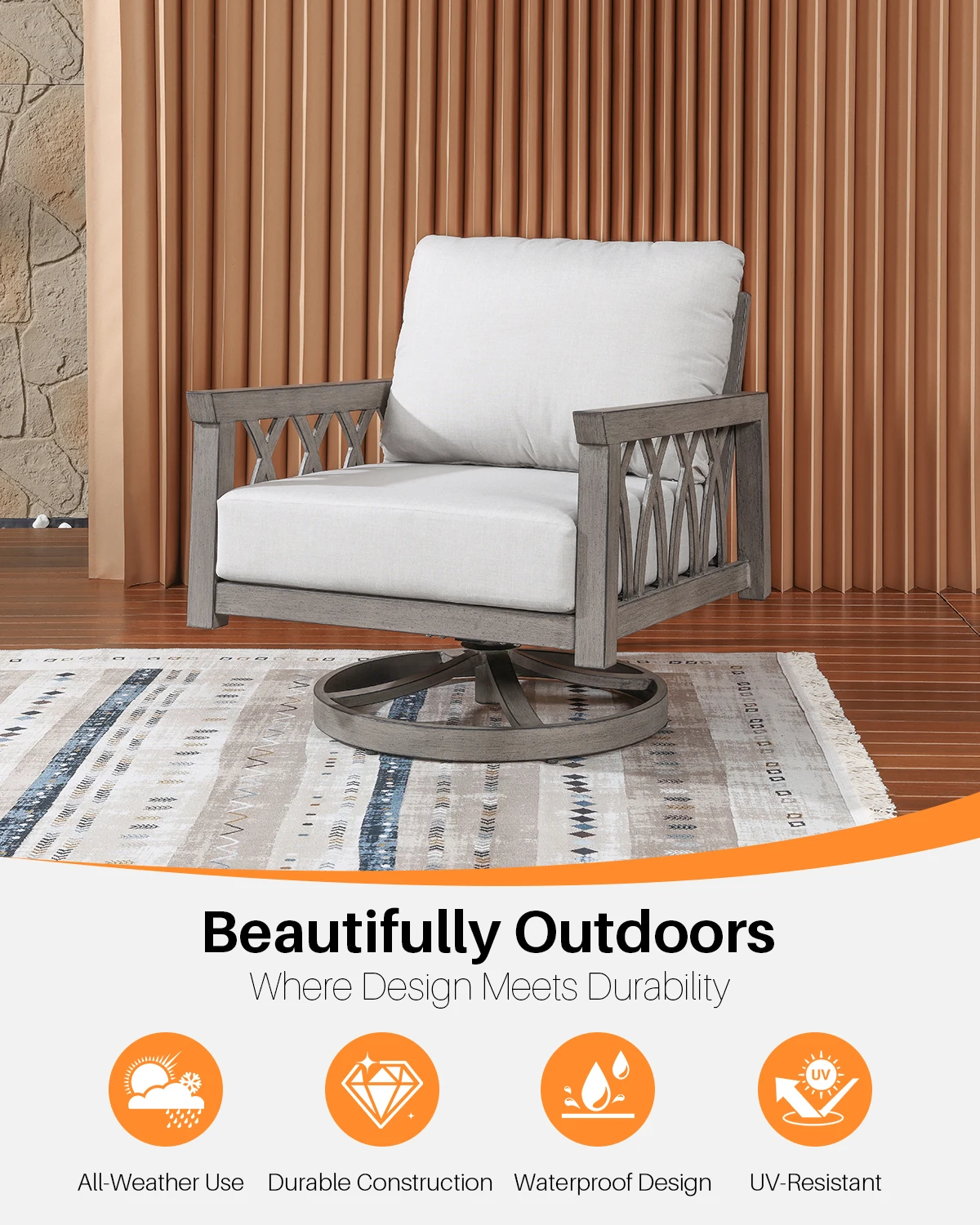 Fauteuil pivotant en aluminium - Outdoor Furniture Metal Chairs avis et prix