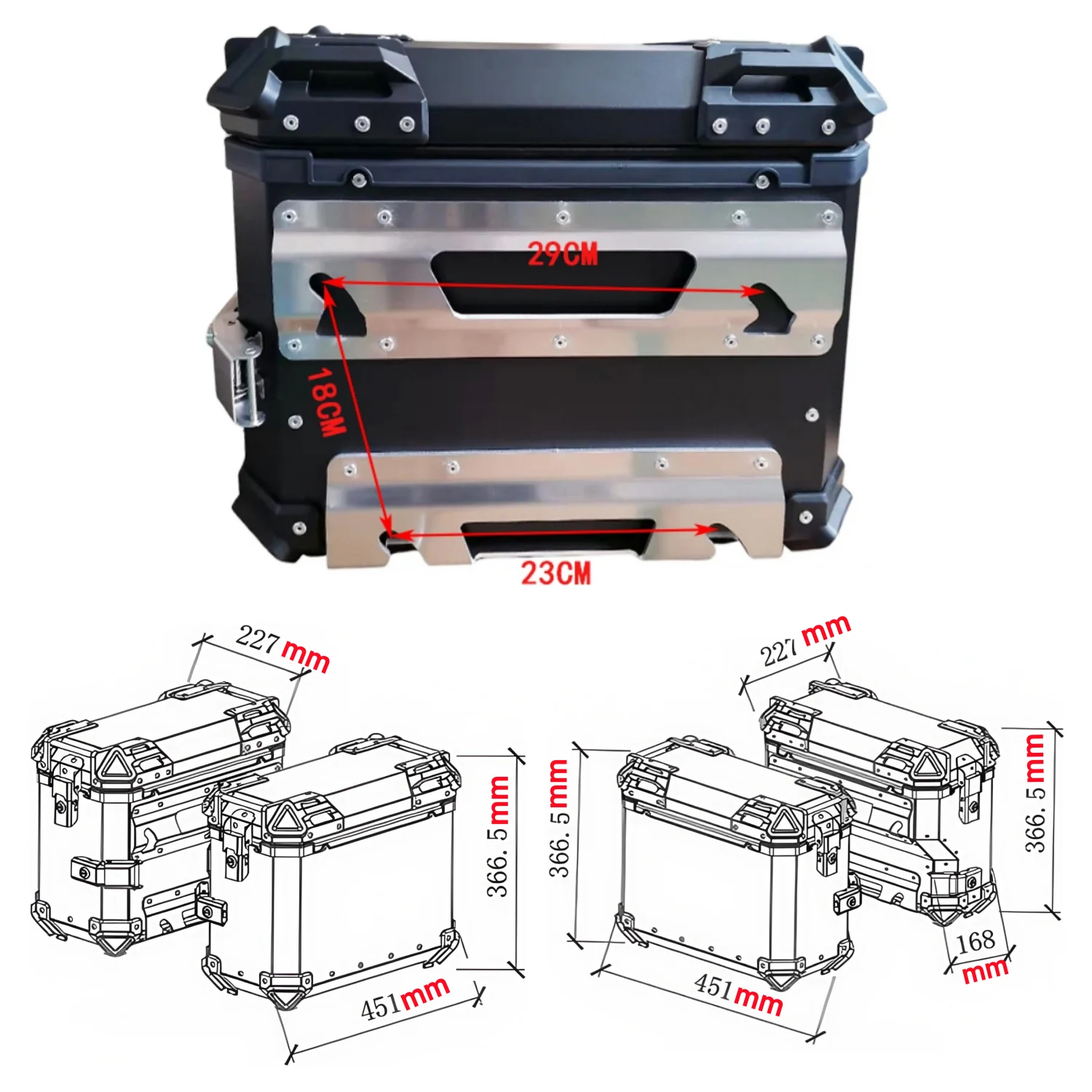 38L Motorrad-Seitenbox, Schnellverschluss, Aluminium, Moto-Gepäckkoffer, Satteltaschen, Werkzeugkasten, passend für SW-MOTECH-Halterung, nicht passend für Original-Rack – Detail 7