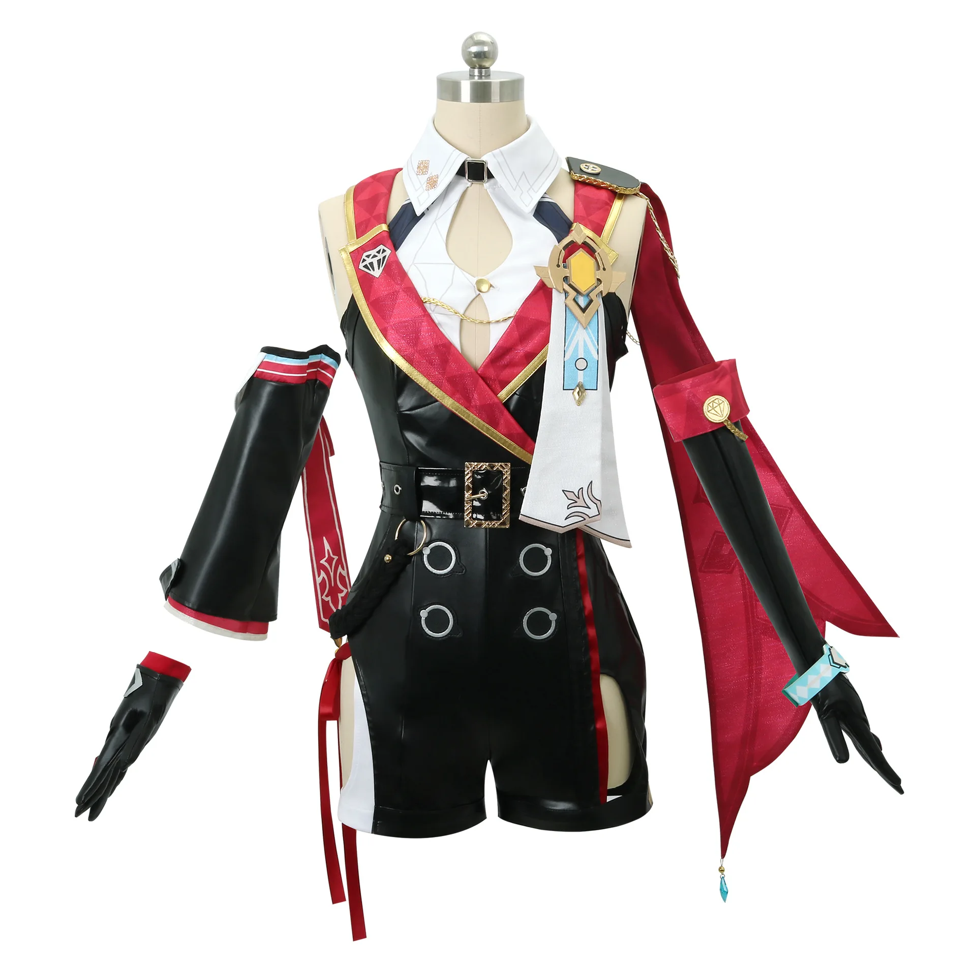 토파즈 Numby 코스프레 의상 딥 v 넥 Honkai 스타 레일 토파즈 의상 할로윈 코스프레를위한 여성 군사 의상