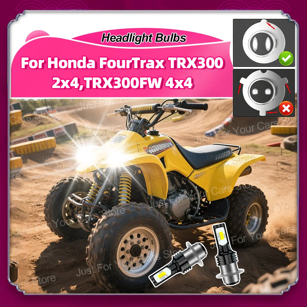 

2X Lamps For Honda FourTrax TRX300 2x4,TRX300FW 4x4 1988-1999 2000 LED Headlight Bulbs 90W 6000K