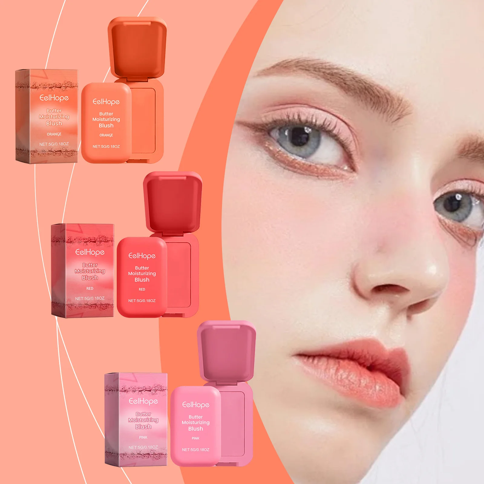 Eelhope 5g mantequilla colorete crema duradera hidratante Facial maquillaje de belleza iluminar cara contorno mate mejillas colorete en polvo