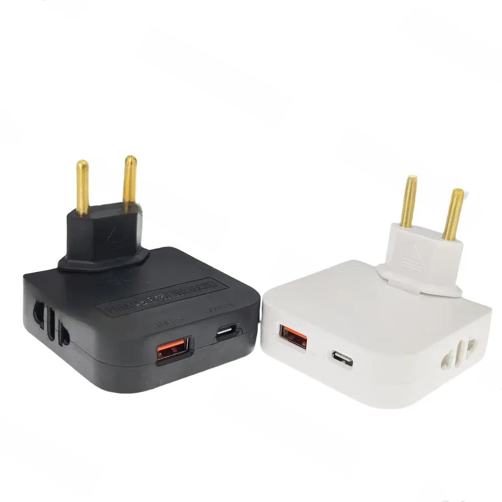 Adaptateur de chargeur d'extension ue 4 en 1, convertisseur de prise rotatif à 180 degrés pour prise de charge de téléphone portable avec Usb et Type c