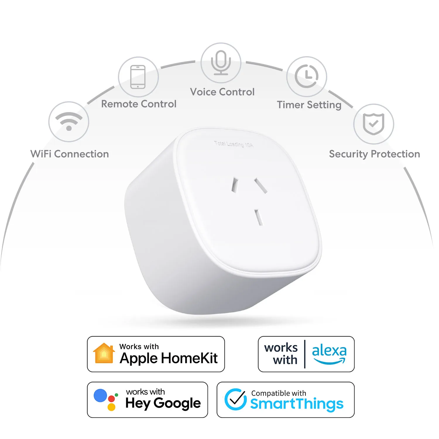 Imagem -02 - Meross Homekit Plugue Inteligente Plugue au Tomada Wifi com Função Temporizador Trabalhe com Apple Homekit Siri Alexa e Assistente do Google