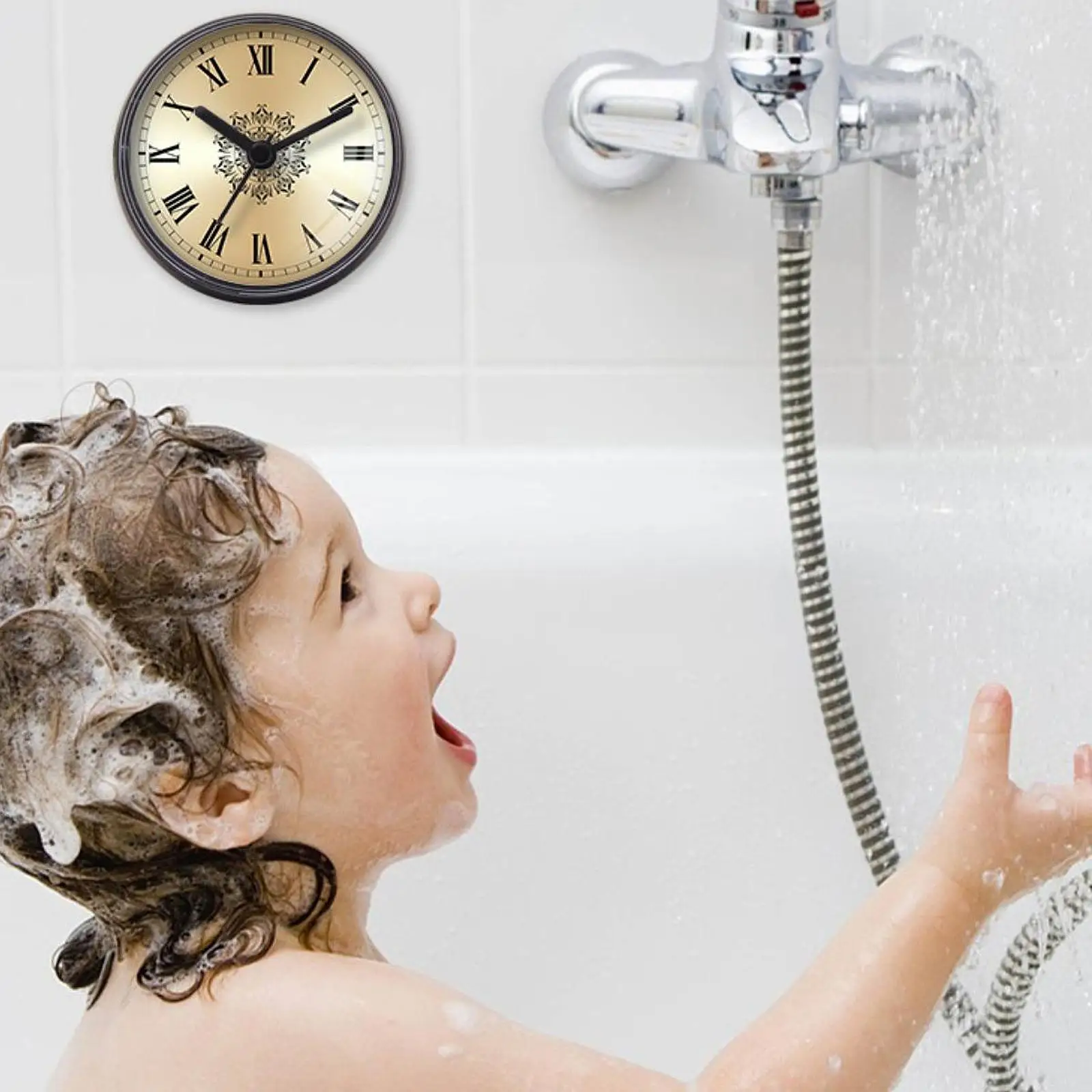 Waterproof Bathroom Clock,Compact Home Decor Round Lightweight with Suction Cup Silent Small for Toilets Home Washroom Kitchens