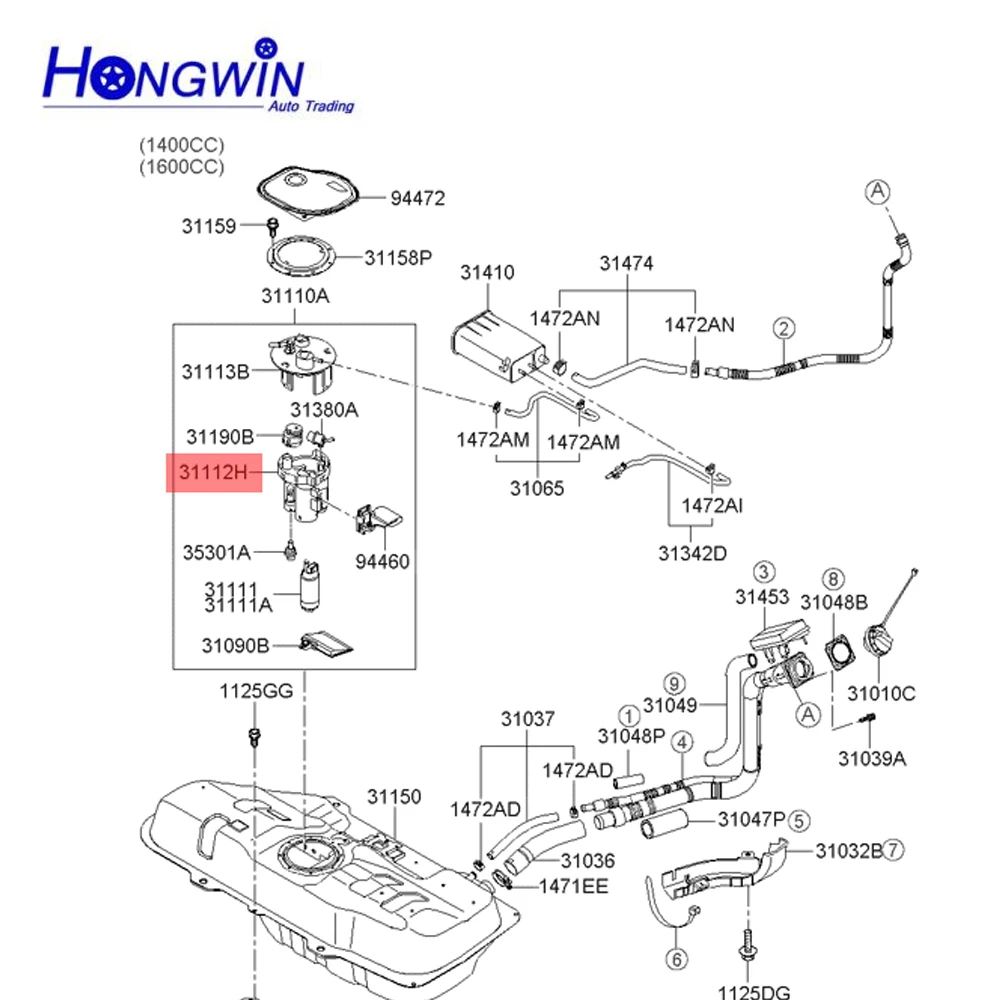 31112-14000 Fuel Filter Regulator For Hyundai Accent Verna 2006-11 Kia Rio 5 1.4L 1.6L G4EE 2005-2011 31112-1G000 31112 1G000