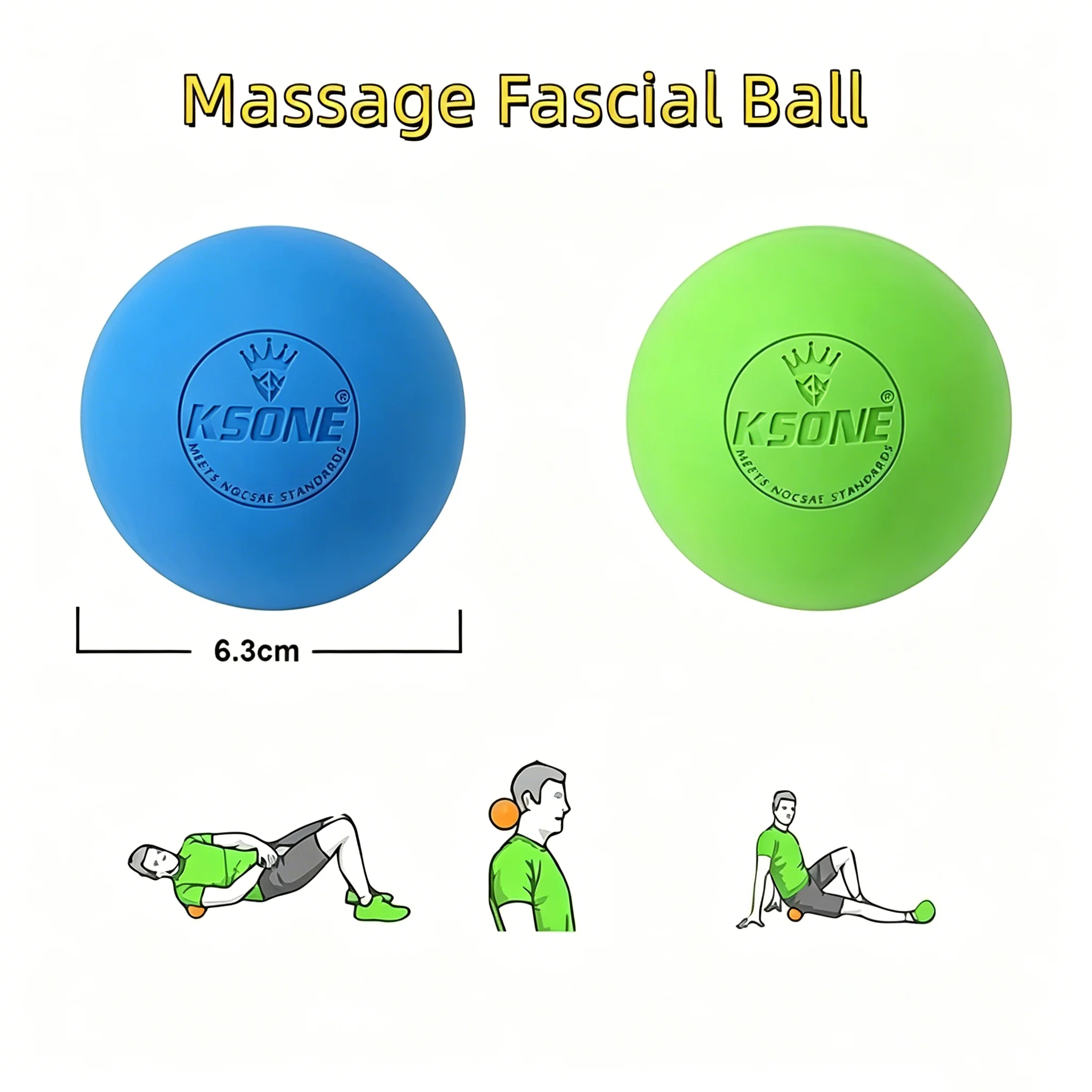 

Rubber Fascia Massage Ball, Deep Tissue Trigger Point Relieves Muscle Pain, Portable Physiotherapy Tool for Yoga Fitness,