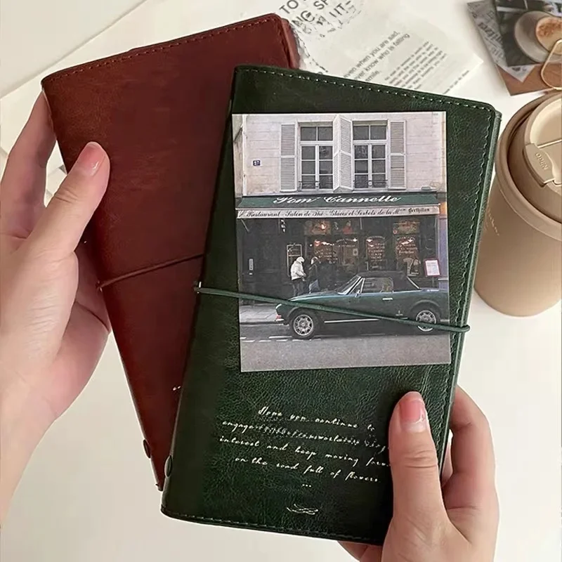 Notatnik A6 z retro skórzaną okładką, segregator na luźne kartki, notes biznesowy podróżny, elegancki, wysokiej jakości, personalizowany kalendarz biurowy. — zdjęcie produktu 7