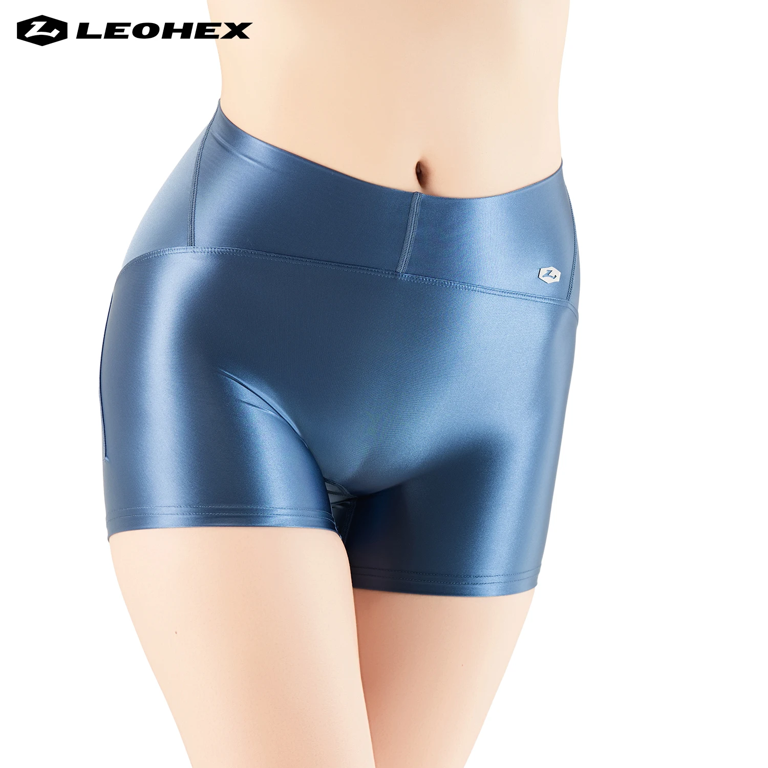 leohex-光沢のある光沢のあるヨガショーツ女性ハイウエスト伸縮性のあるセクシーな不透明ブーティーショーツフィットネスワークアウトランニングホットパンツ