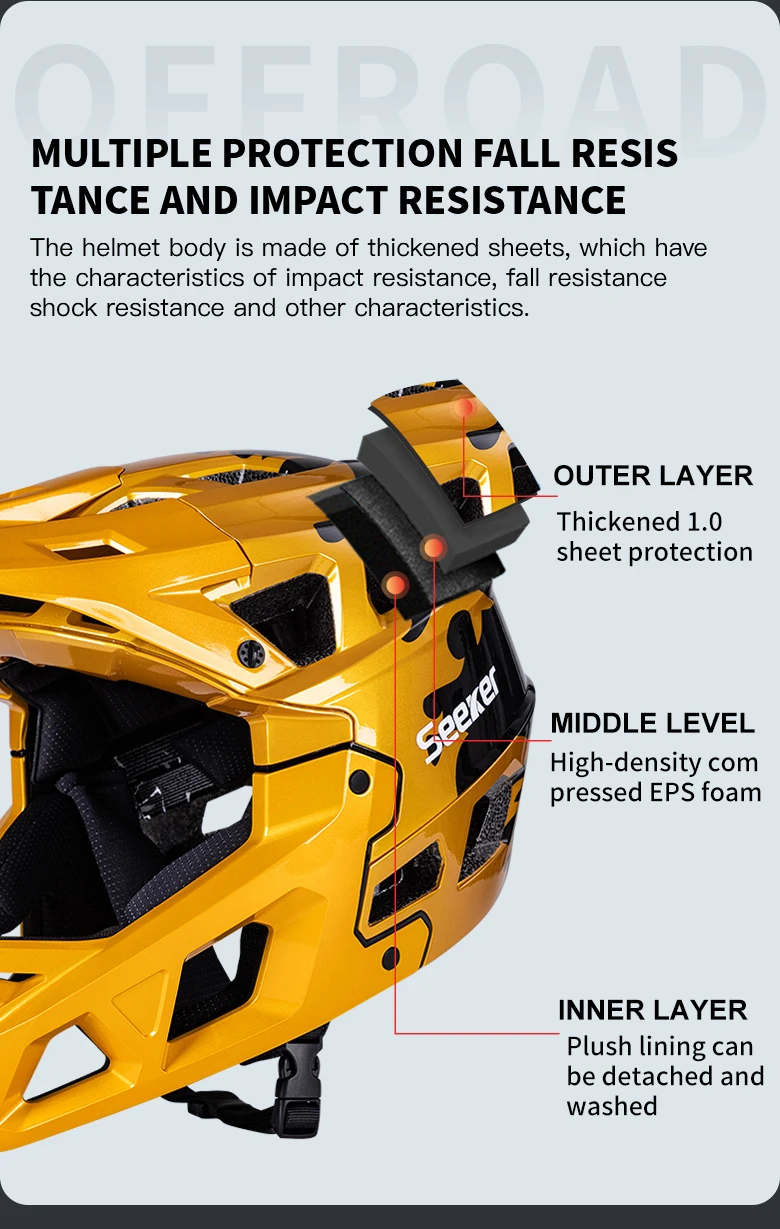 UMUSEEKER Erwachsenen-Mountainbike-Vollvisierhelm, leichter, stoßfester Downhill-Helm, MBT-Fahrrad-Offroad-Schutzhelm – Detail 10