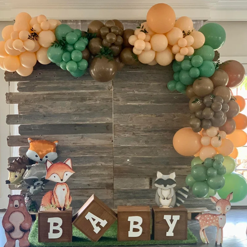 Decoration Anniversaire Jungle Safari 1 an Balloons Garland Arch Kit Birthday Party Decorations For Kids Boy Retro Green Balloon