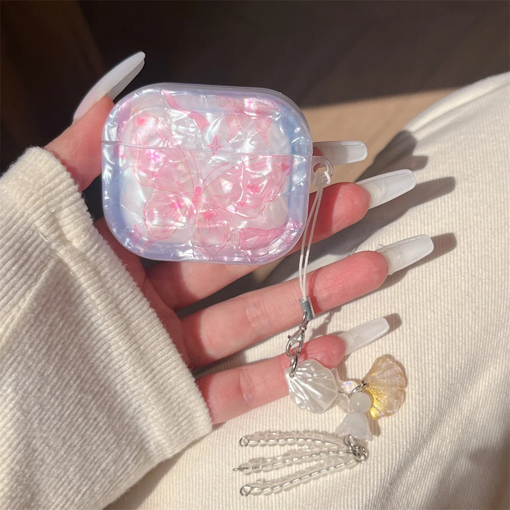 

Cute Bow Shell Pattern Earphone Case Shockproof Cover for Apple Airpods Pro3 Pro2 Airpods 4 3 2 Headphone Case with Charm Funda