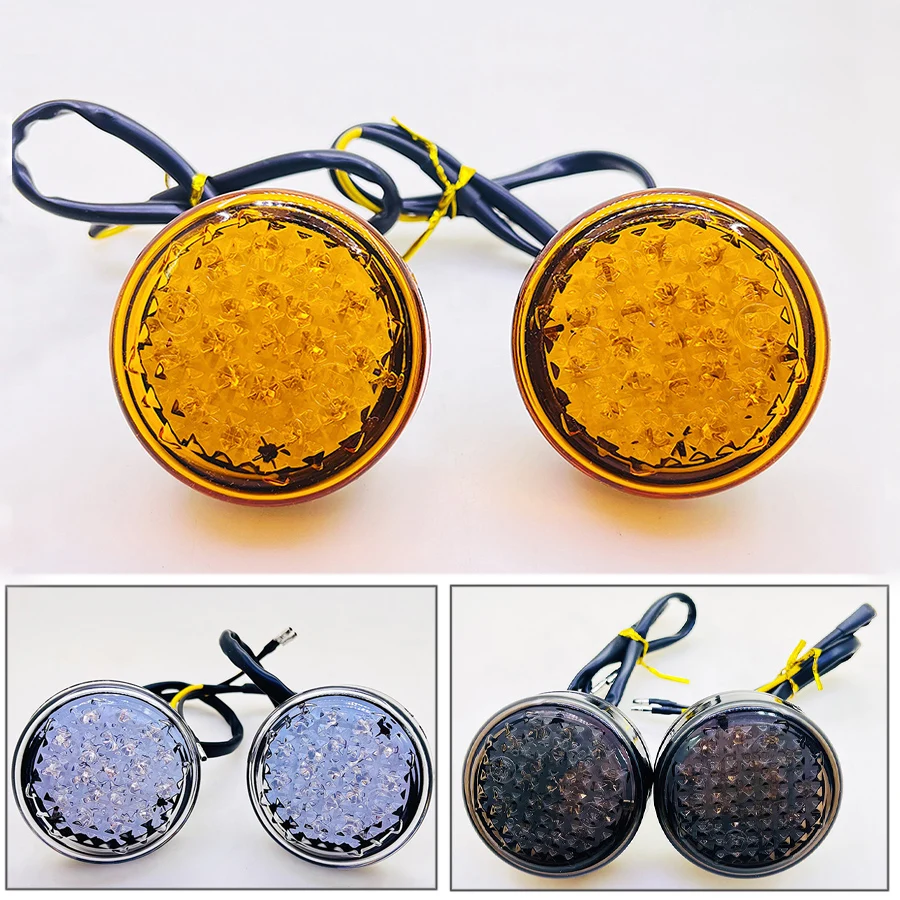 1 Pair LED Amber Motorcycle Turn Signal Indicator Light Universal ATV Scooter Lamp For Harley Davidson Triumph Chopper Bobber