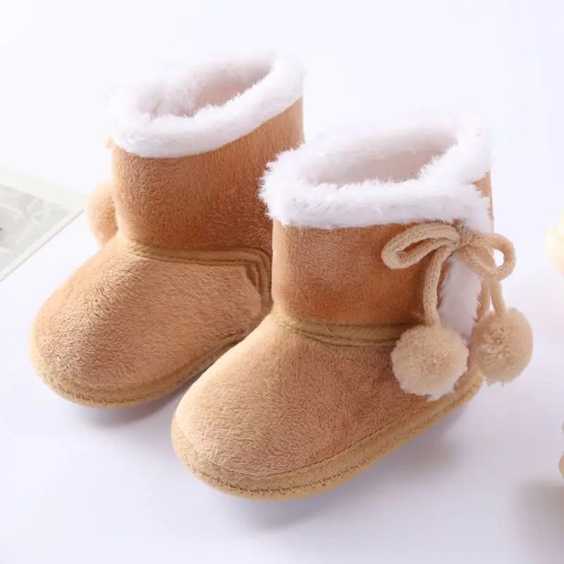 Baywell Winter Baby Warm Red Boots Cute Red Fringe Flock Snow Slip On Girls Baby Toddler Shoes