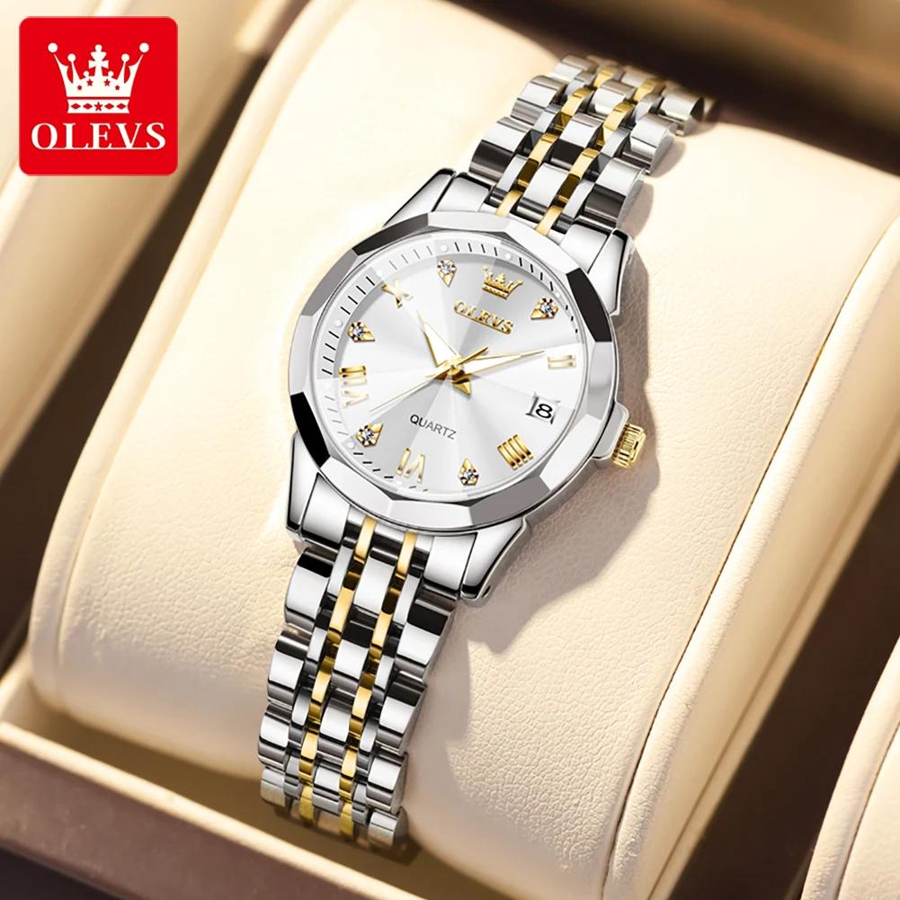 

OLEVS Women Quartz Watch Silver Stainless Steel Fashion Ladies Waterproof Luminous Watches