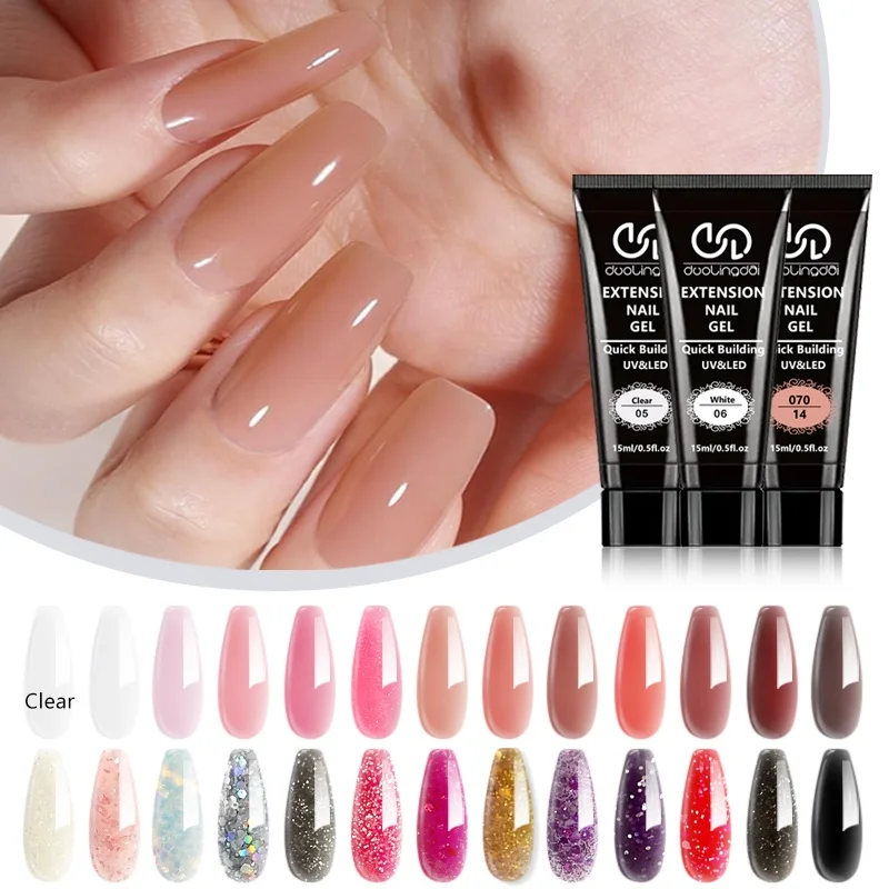 Gel de extensión de uñas de polietileno para alargar las uñas, fácil de operar y fácil de usar, adecuado para salones de manicura DIY.