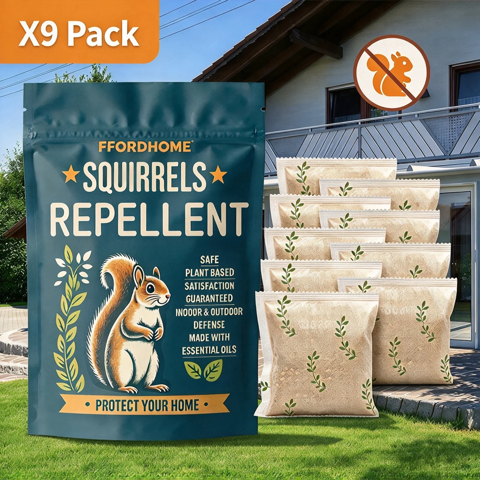 Outdoor Squirrel Repellent, Attic Squirrel Deterrent, Chipmunk Repellent, Squirrel Repeller, Garden Chipmunk Deterrent, Squirrel Repellent, Keep Squirrels Out of Garage - 9Pack