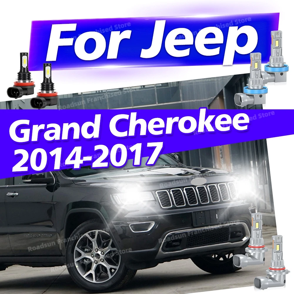 

2/6x автомобильные лампы 6000K для Jeep Grand Cherokee 2014 2015 2016 2017, лампы для фар, беспроводные противотуманные фары дальнего и ближнего света, комплект 12 В