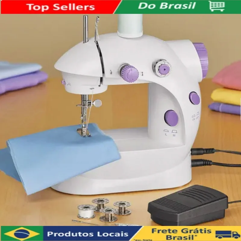 Mini Portable Sewing Machine With Electric Pedal Bivolt Seamstress 110V/220V