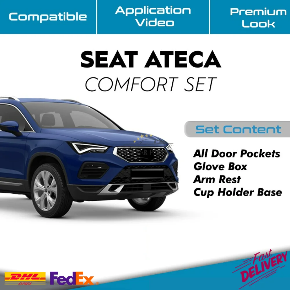 

For Seat Ateca 2016-2021 Model Years, Self Adhesive-Laser Cut Fabric Acoustic Insulated Car Vibration Isolation, Noise Muffler