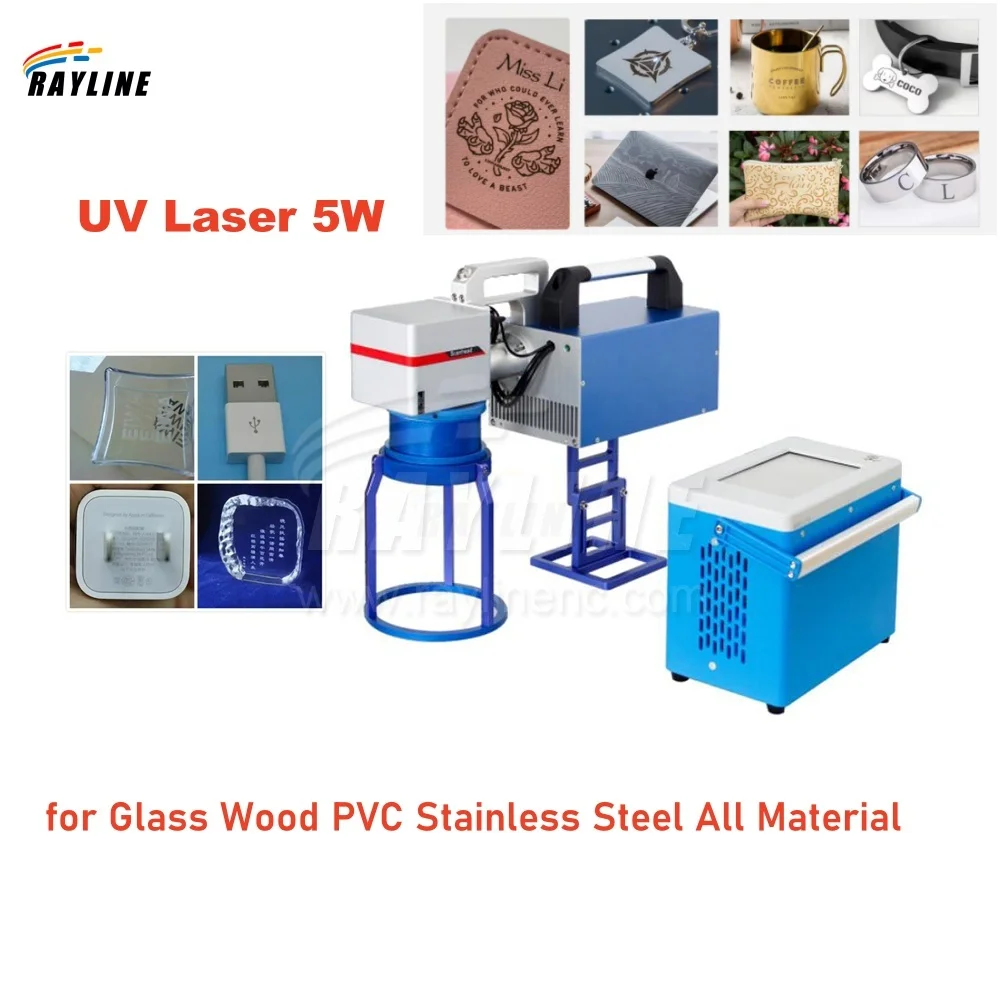 New UV Universal laser marking machine Fiber 355nm Engraving Machine for Glass Wood PVC Stainless Steel All Material 3W 5W