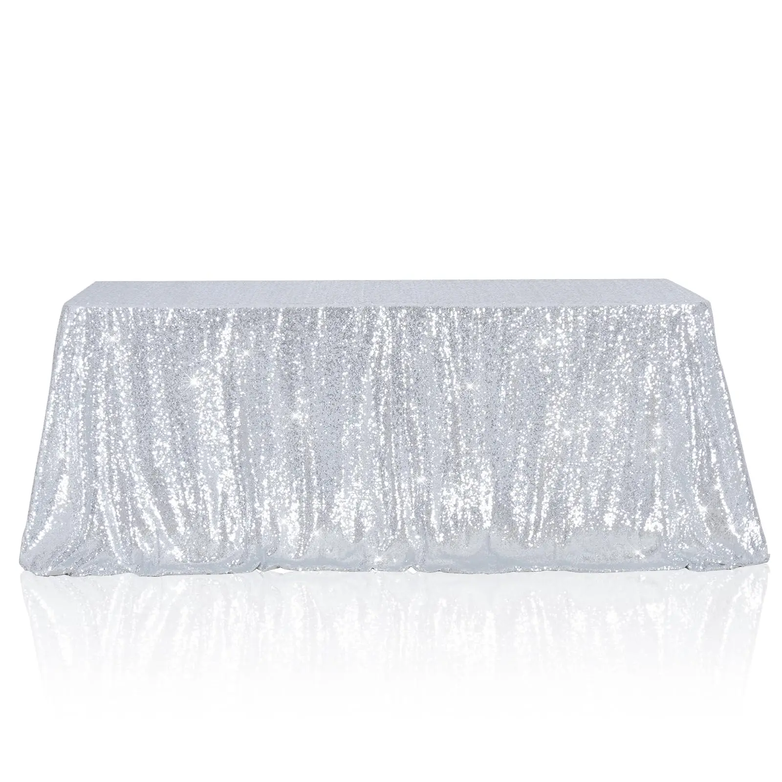 Zilveren Pailletten Tafelkleed 127*203cm Rechthoekig Naadloos Glitter Tafelkleed voor Babyshower Verjaardag Kerstfeest Bruiloft