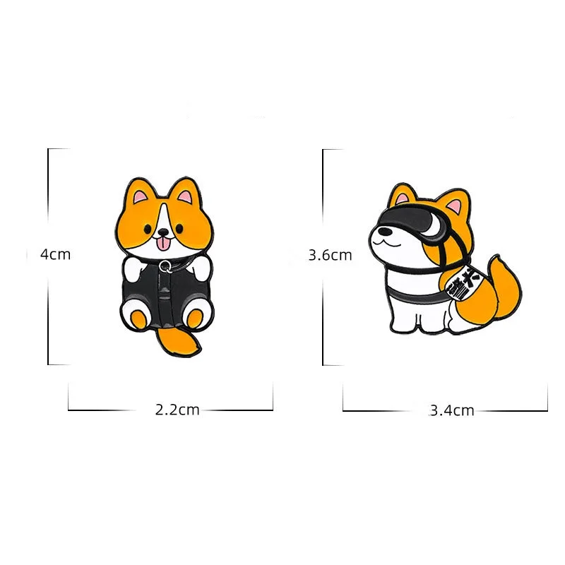 Cute Cartoon Dog Enamel Brooch Creative Animal Akita Dog Lapel Pin Badge Backpack Clothing Hat Accessories