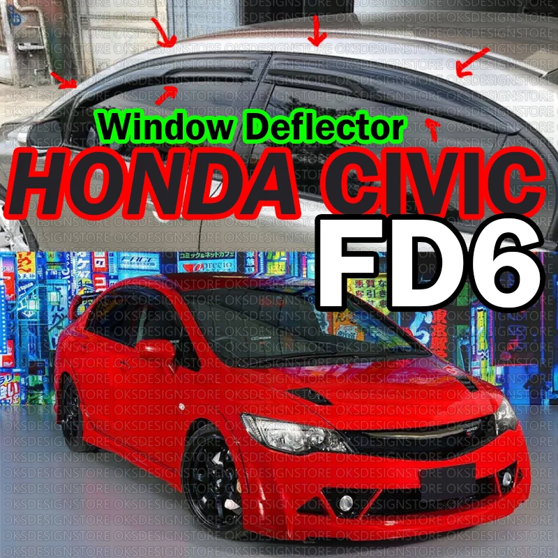 For Honda Civic FD6 Car Window Accessories  2006 2007 2008 2009 2010 2011 Window Deflector Rain Guard Visor Awnings