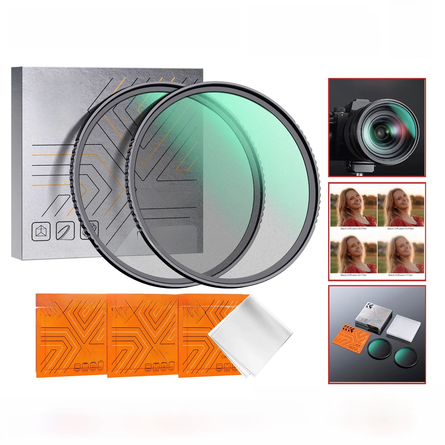 K&F CONCEPT 49-82mm Black Mist Diffusiefilter 1/4 1/8 met Multi Coating voor Nikon DSLR-lens 49mm 52mm 58mm 62mm 67mm 77mm 82mm - afbeelding 2