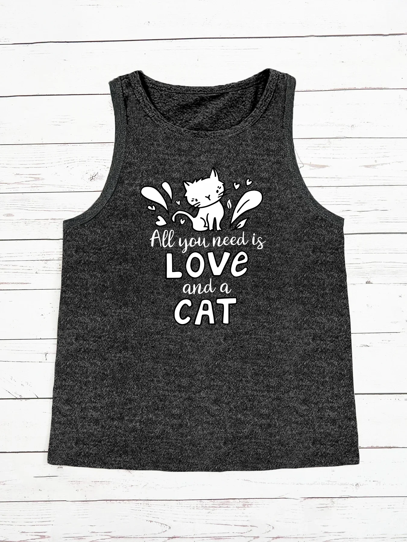 Aee You Need Id Love And A Cat  Fashion Funny Sports Women's Tank Top Loose O Neck Sleeveless Casual Tank