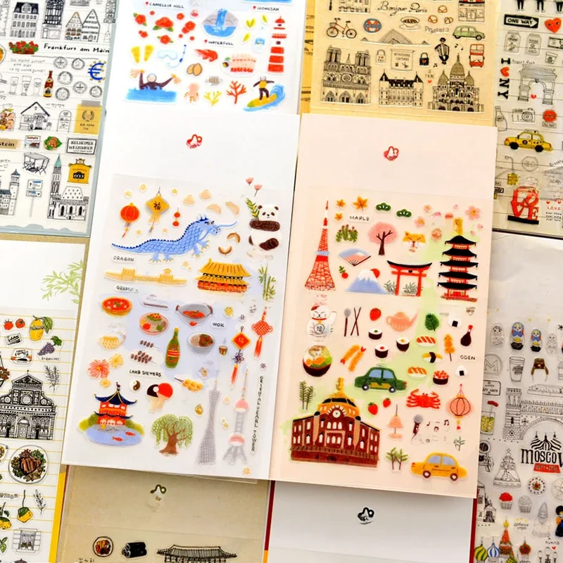 Suatelier City Aufkleber Korea Scrapbooking DIY Deco Aufkleber Junk Journal Supplies Planer Tagebuch Fotoalbum Bastelmaterial