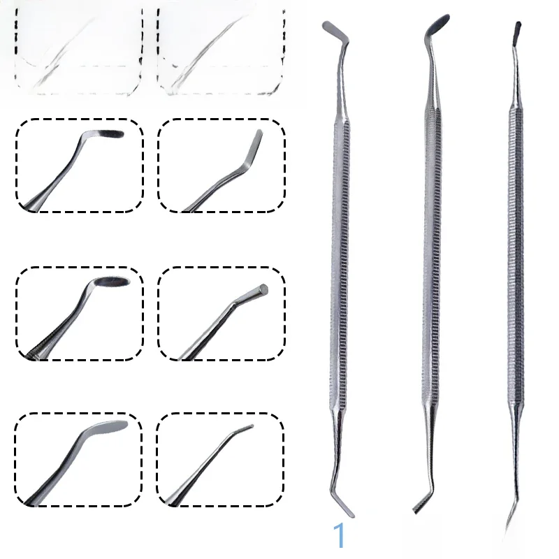 1 szt. Instrument dentystyczny narzędzie wypełnienie cementu szpatułka do odbudowy podwójne końce żywica kompozytowa ze stali nierdzewnej narzędzia do napełniania — zdjęcie 2