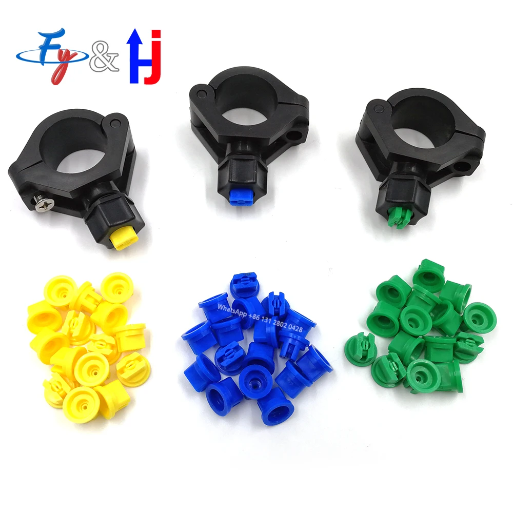 Plastic Eyelet Clip Nozzle, Pipe Clamp Holders, Fat Fan Spray, Quick Release, Agricultural Water Jet Irrigation Nozzle