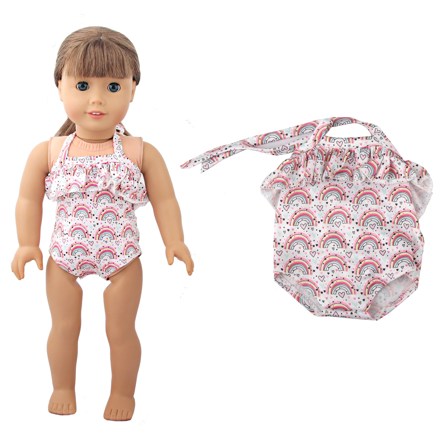 43 Cm Baby New born Doll Clothes Swimsuit Flowers, Rainbow, Animal Swinsuit Accessories For 18 Inch American& OG Girl Dolls Toy