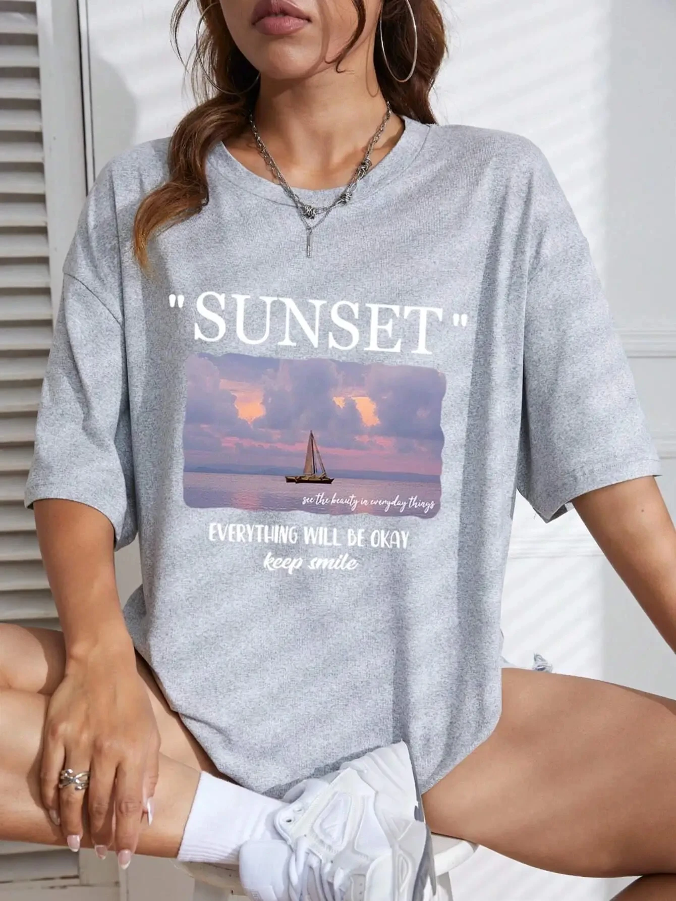 

Summer Cotton Plus Size Women's Casual Shirt Landscape Digital Printing Street Style Short Sleeved T-shirt Fashion Women's shirt