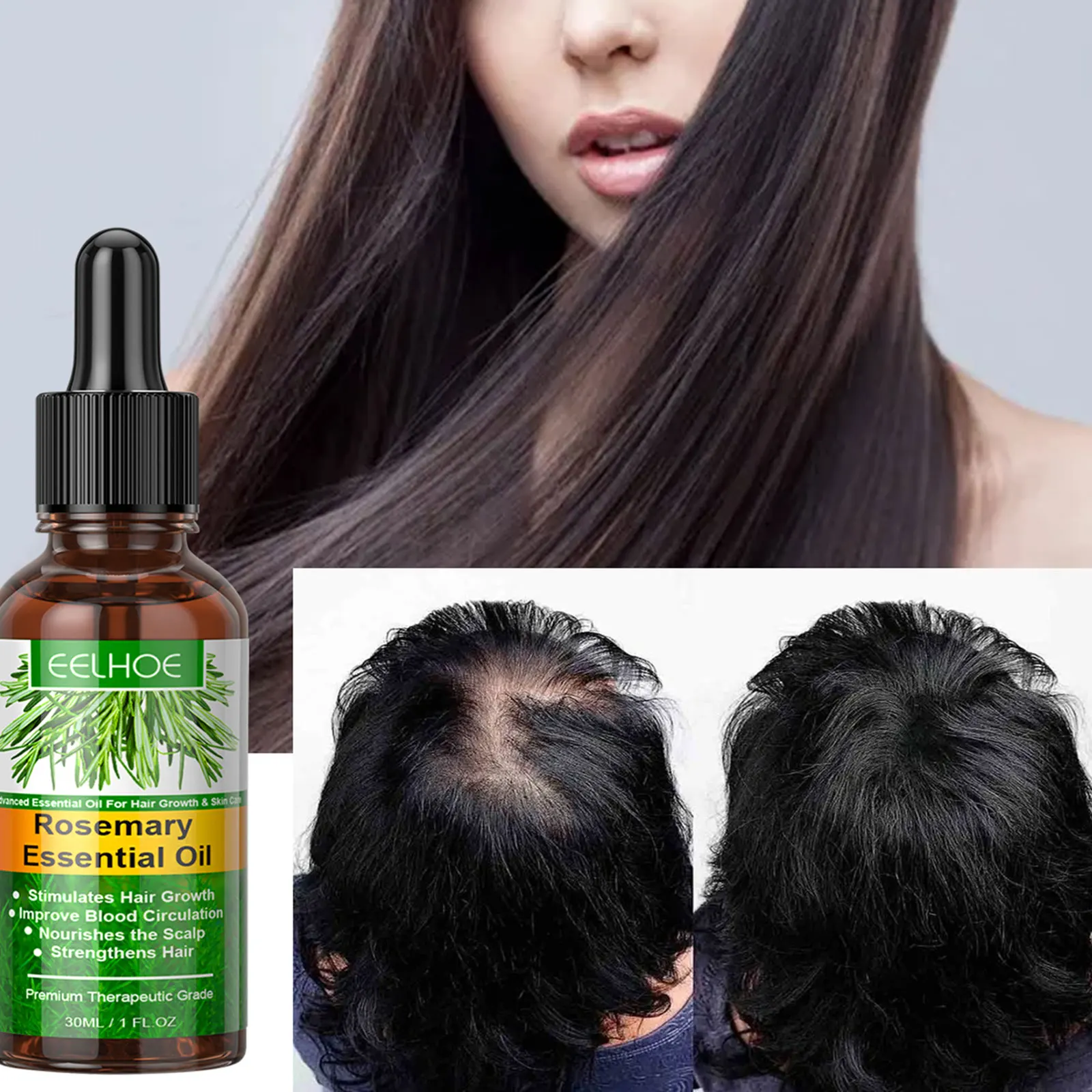 30ml Rosemary Hair Oil Multifunctional Lightweight Reduces Sebum Versatile Strengthening Botanical Blend Control Frizz for Shine