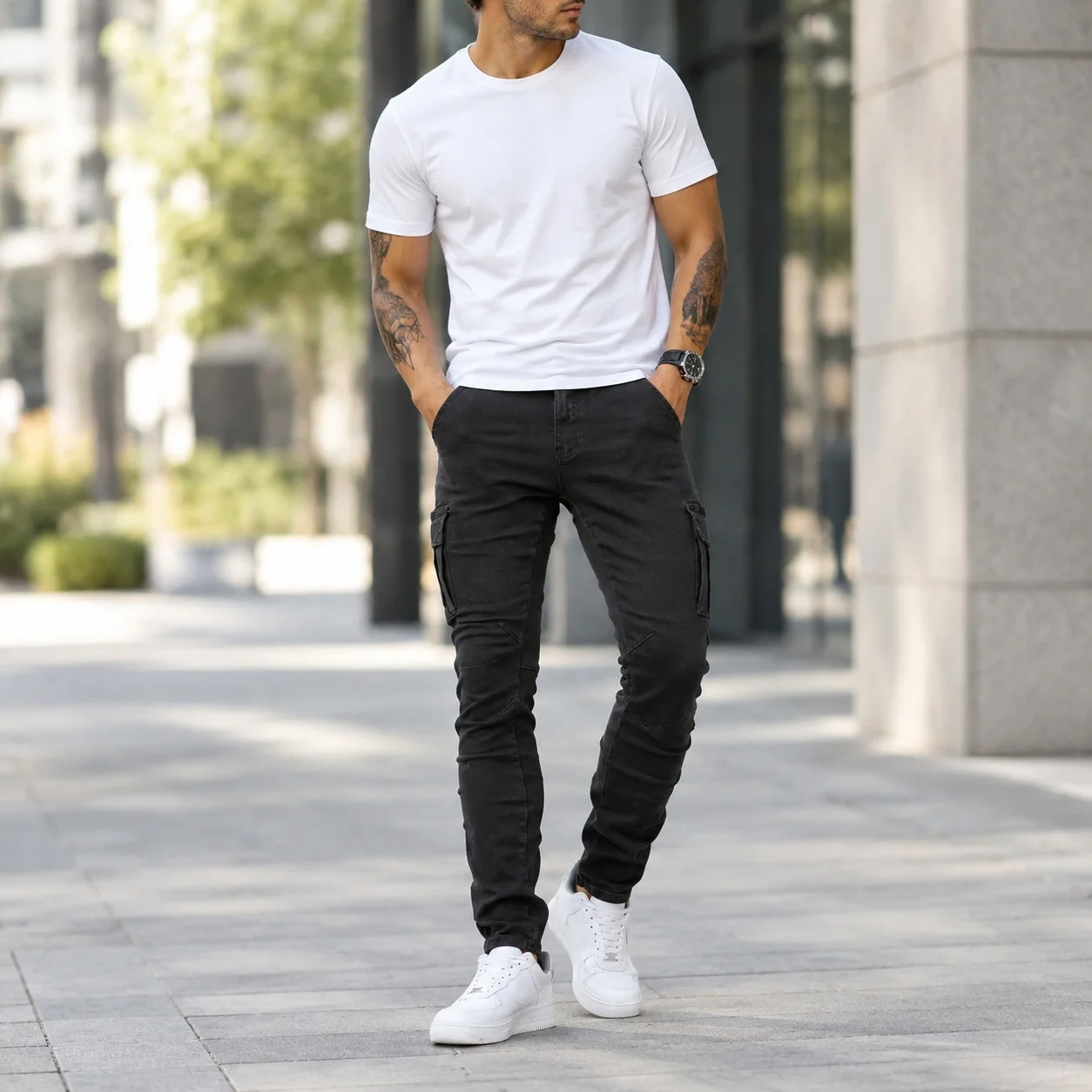 Ripped Zip Fly Jeans Pencil Pants Commuter with Winter Full Length Medium Stretch Regular Thickness Ankle Skinny Men Jeans