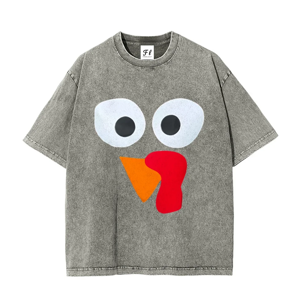 100% Cotton Funky Turkey Graphic Vintage T Shirt Unisex Oversized Casual Short Sleeve Tee Shirt Retro Style Trendy Daily Outfit
