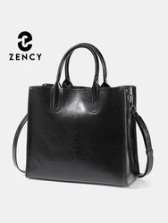 Women's Shoulder Bag Large Capacity Leather Shopper Handbag New Oil Wax Retro Satchels Crossbody For Office Ladies Commute Zency